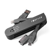 FOREVER 3IN1 USB CABLE FOR APPLE IPHONE 4/5 & MICRO USB BLACK
