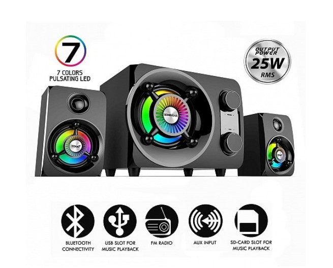 SonicGear Titan7 PRO 2.1 PC Speakers BT/USB/FM/LED 50W
