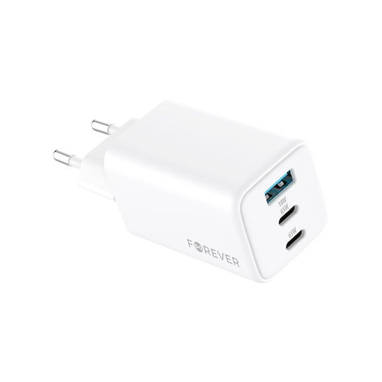 FOREVER TC-08-65 ACC GAN PD QC CHARGER 2X USB-C 1X USB 65W 